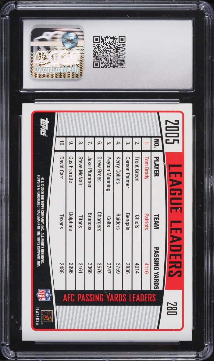 2006 Topps Football Tom Brady #280 CGC 9.5 MINT+