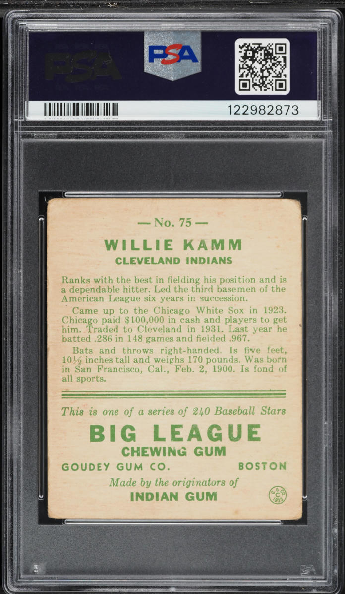 1933 Goudey Willie Kamm #75 PSA 1 PR