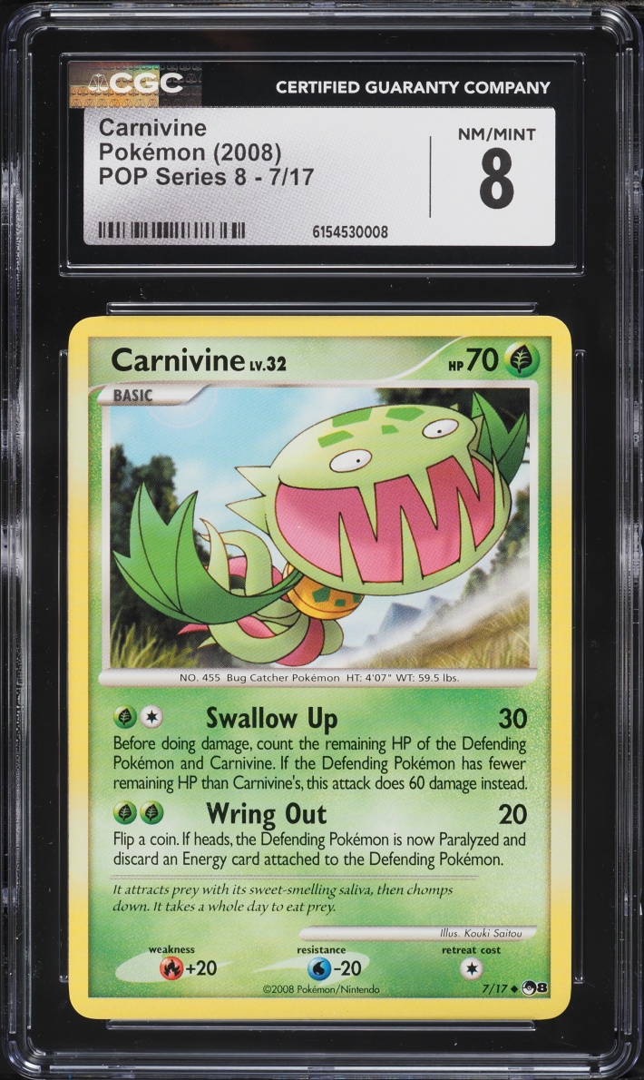 2008 Pokemon POP Series 8 Carnivine #7 CGC 8 NM-MT
