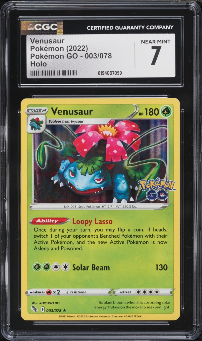 2022 Pokemon Sword & Shield Pokemon GO Holo Venusaur #3 CGC 7 NRMT