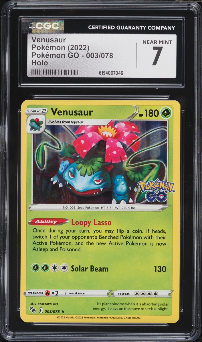 2022 Pokemon Sword & Shield Pokemon GO Holo Venusaur #3 CGC 7 NRMT