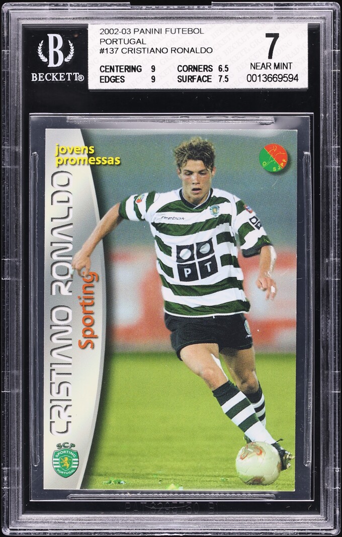 2002 Panini Futebol Portugal Cristiano Ronaldo ROOKIE #137 BGS 7 NRMT