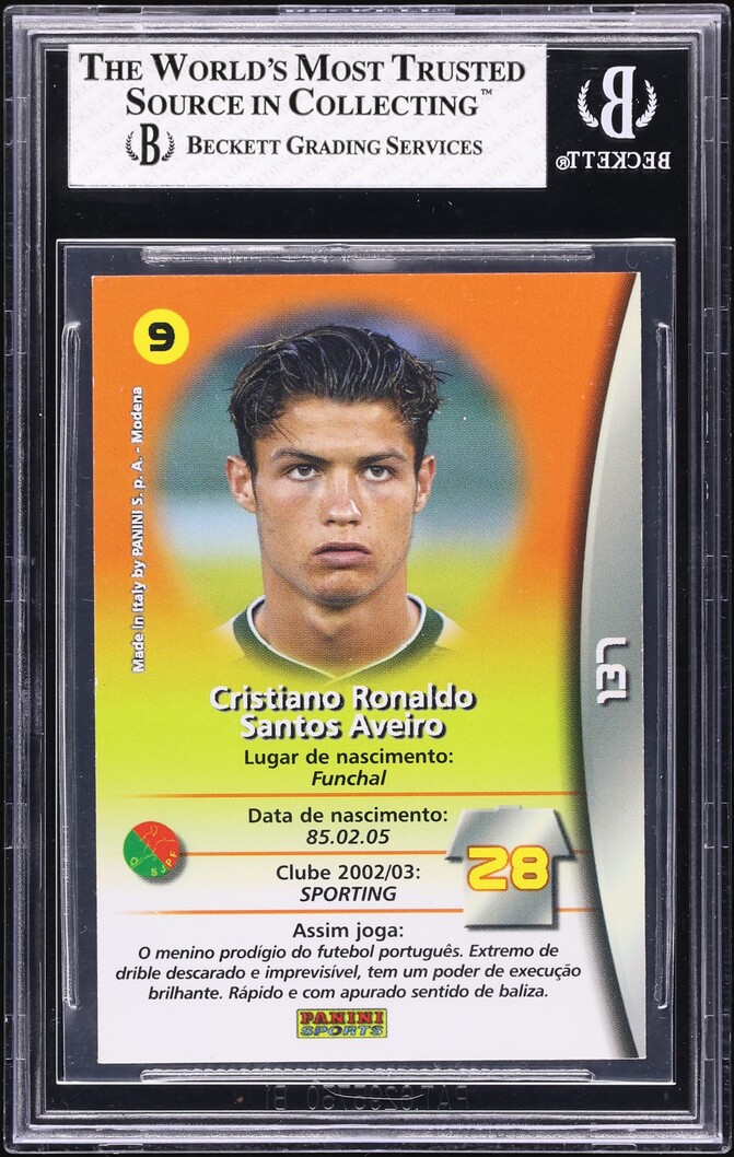 2002 Panini Futebol Portugal Cristiano Ronaldo ROOKIE #137 BGS 7 NRMT