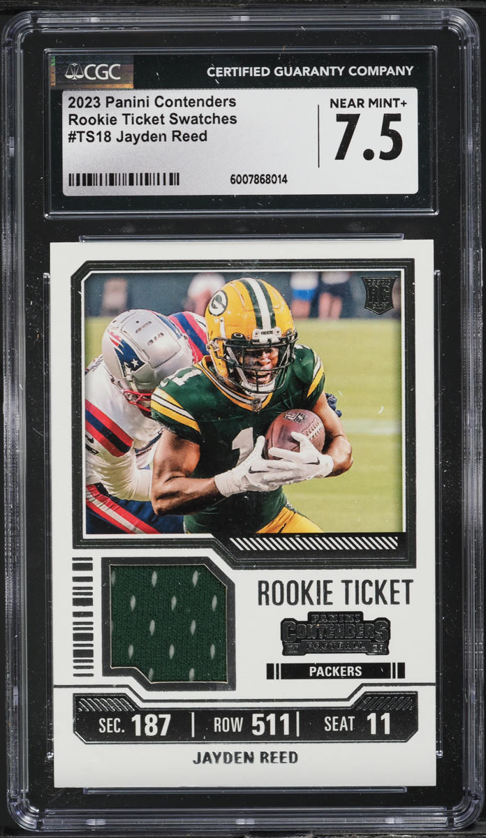 2023 Panini Contenders Ticket Jayden Reed ROOKIE PATCH #TS18 CGC 7.5 NRMT+