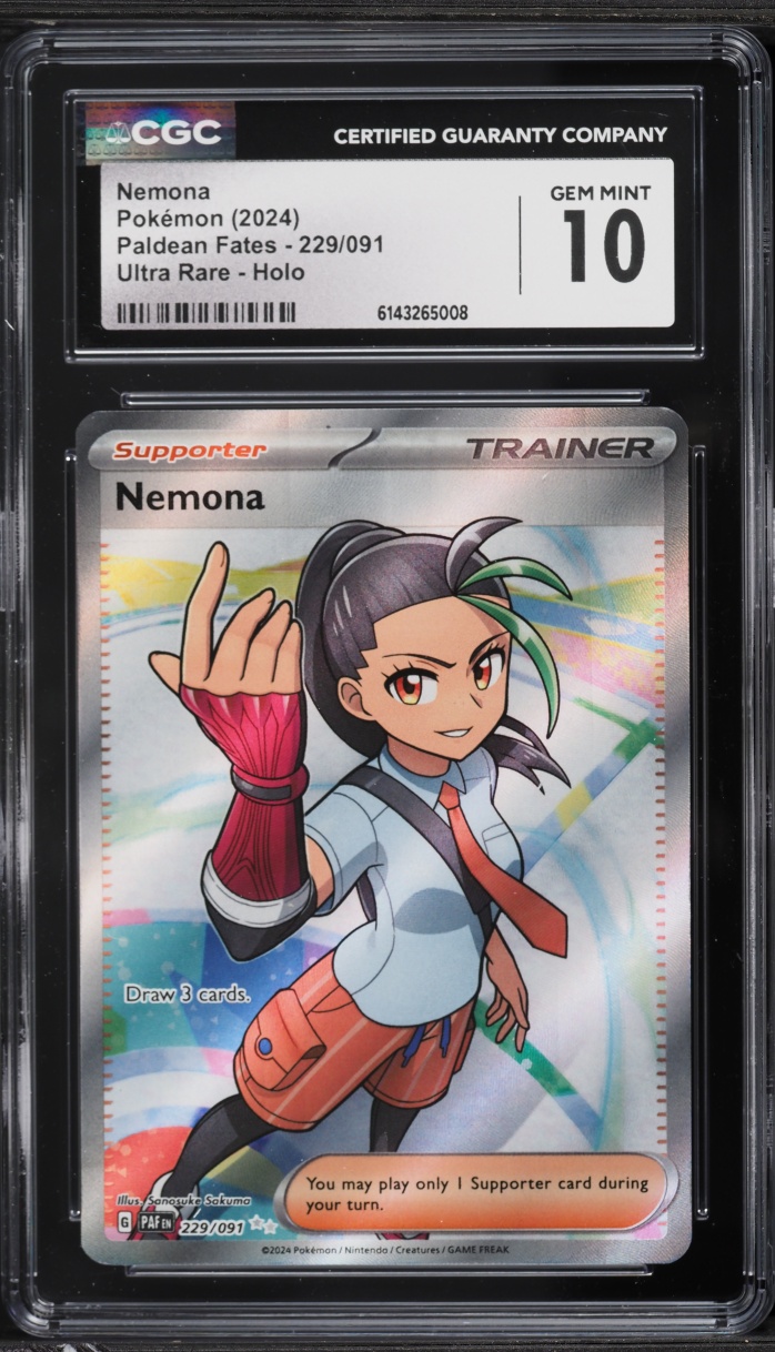 2024 Pokemon Scarlet & Violet Paldean Fates Full Art Nemona #229 CGC 10 GEM MINT