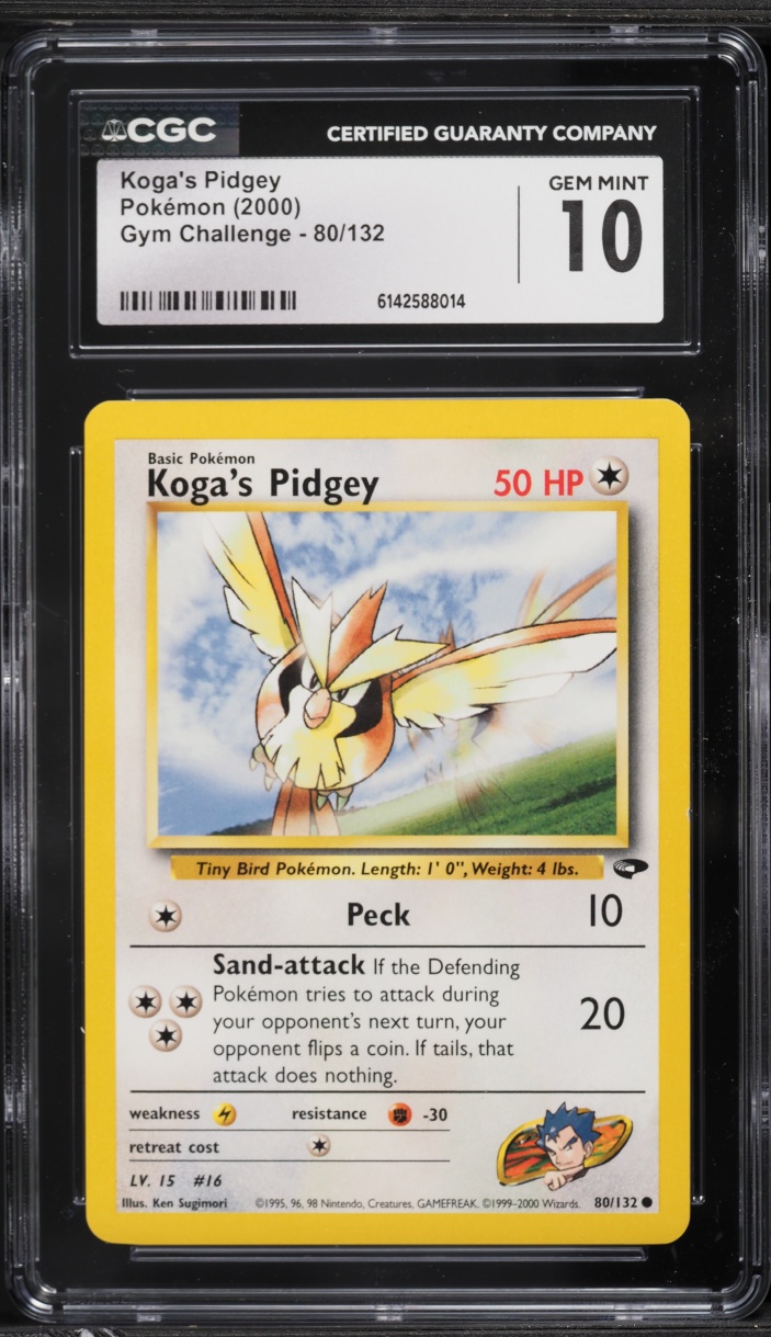 2000 Pokemon Gym Challenge Koga's Pidgey #80 CGC 10 GEM MINT