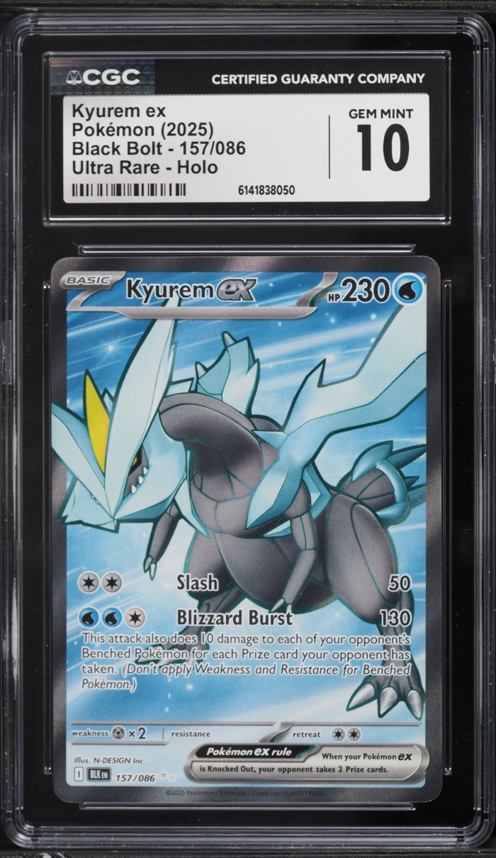2025 Pokemon Scarlet & Violet Black Bolt Full Art Kyurem ex #157 CGC 10 GEM MINT