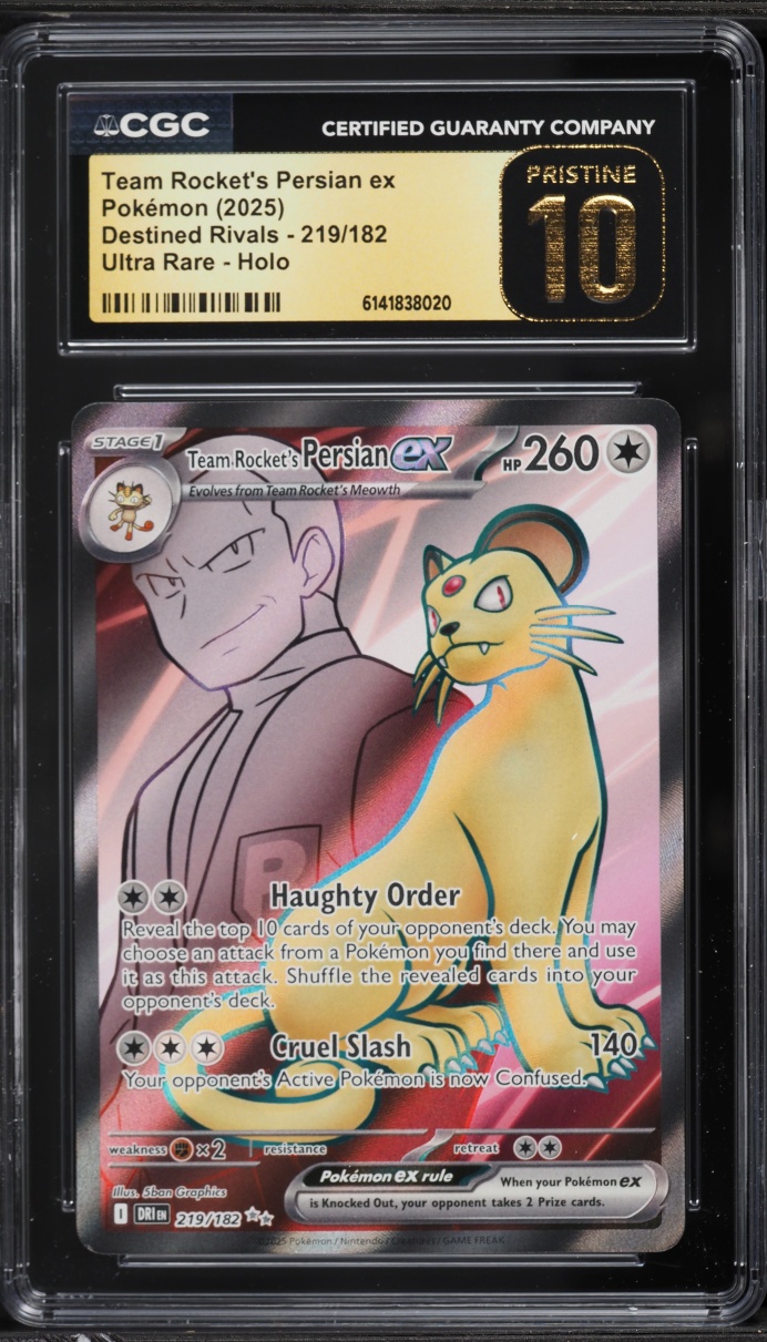 2025 Pokemon SV Destined Rivals Full Art Team Rocket's Persian EX #219 CGC 10 PRISTINE