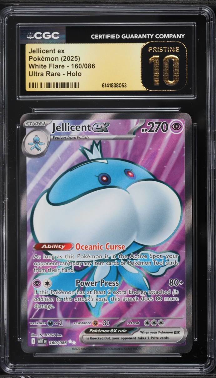 2025 Pokemon Scarlet & Violet White Flare Full Art Jellicent Ex #160 CGC 10 PRISTINE