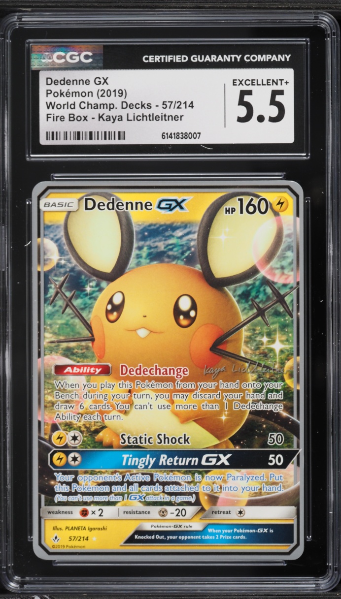 2019 Pokemon World Championships Decks Fire Box Kaya Lichtleitner Dedenne GX #57 CGC 5.5 EX+