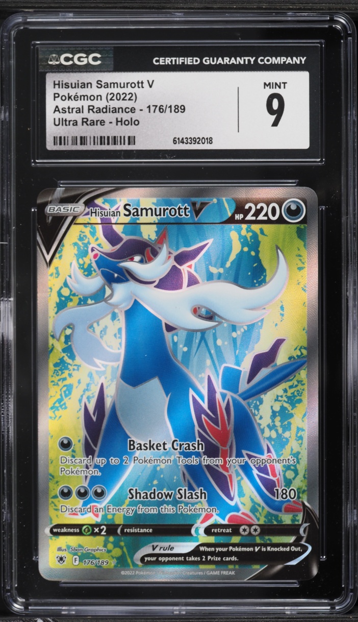 2022 Pokemon Sword & Shield Astral Radiance Full Art Hisuian Samurott V #176 CGC 9 MINT