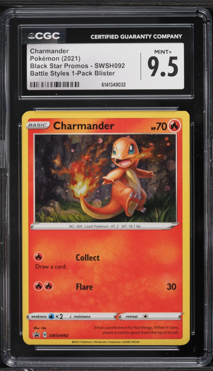 2021 Pokemon Sword & Shield Promo Battle Styles Holo Charmander #SWSH092 CGC 9.5 MINT+