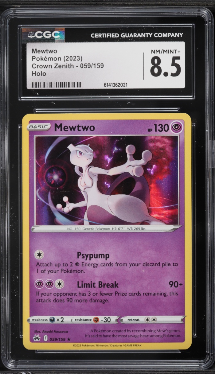 2023 Pokemon Sword & Shield Crown Zenith Holo Mewtwo #59 CGC 8.5 NM-MT+