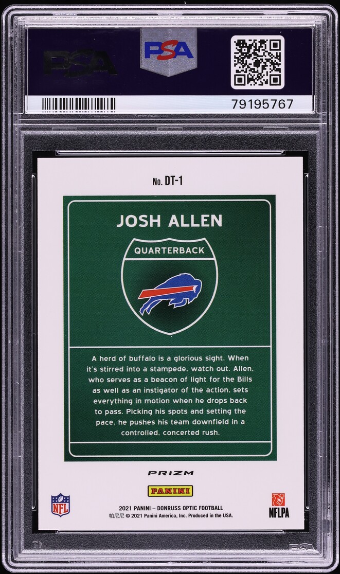 2021 Donruss Optic Downtown Josh Allen #DT-1 PSA 9 MINT