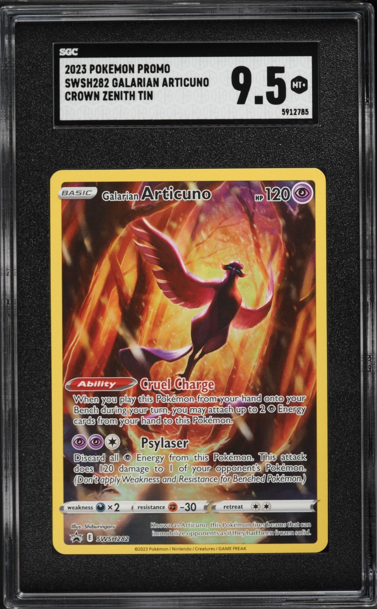 2023 Pokemon SWSH Promo Crown Zenith Tin Alt Art Galarian Articuno #SWSH282 SGC 9.5 MINT+