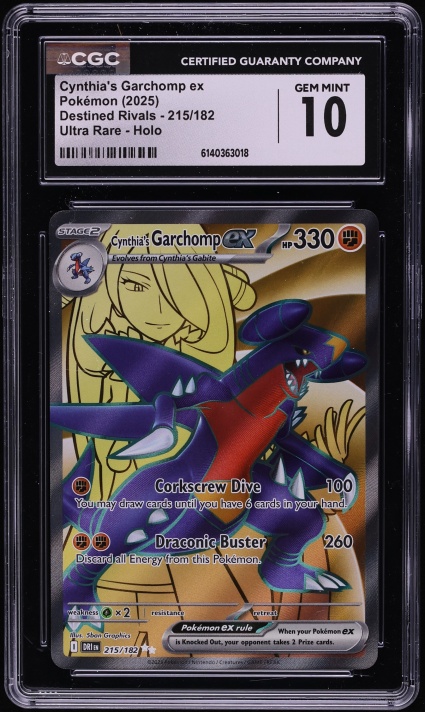 2025 Pokemon SV Destined Rivals Full Art Cynthia's Garchomp Ex #215 CGC 10 GEM MINT
