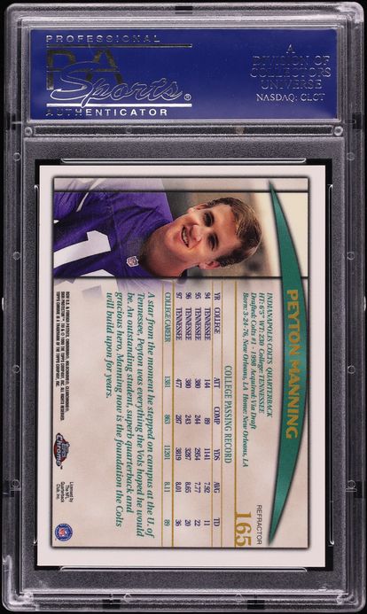 1998 Topps Chrome Refractor Peyton Manning ROOKIE #165 PSA 10 GEM MINT