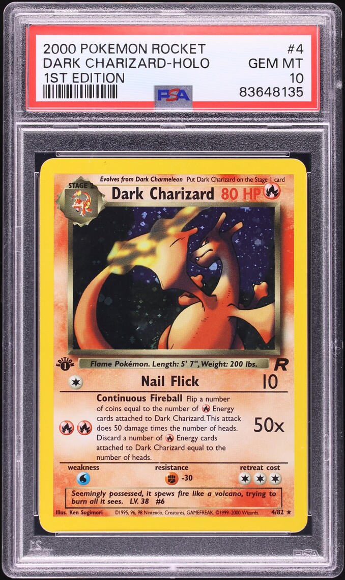 2000 Pokemon Team Rocket 1st Edition Holo Dark Charizard #4 PSA 10 GEM MINT