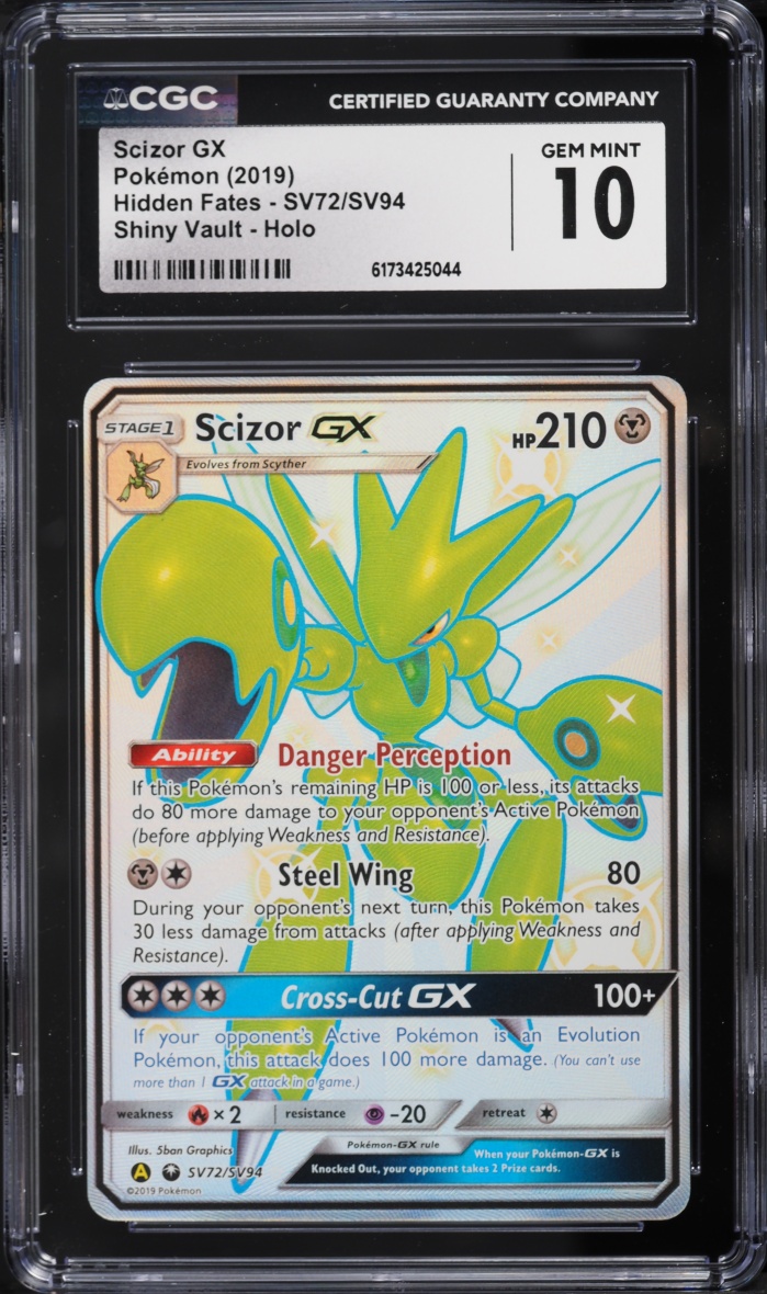 2019 Pokemon Sun & Moon Hidden Fates Shiny Vault Full Art Scizor GX #SV72 CGC 10 GEM MINT