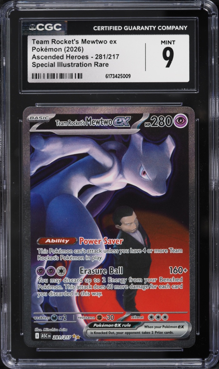 2026 Pokemon Mega Evolution Ascended Heroes SIR Team Rocket's Mewtwo ex #281 CGC 9 MINT