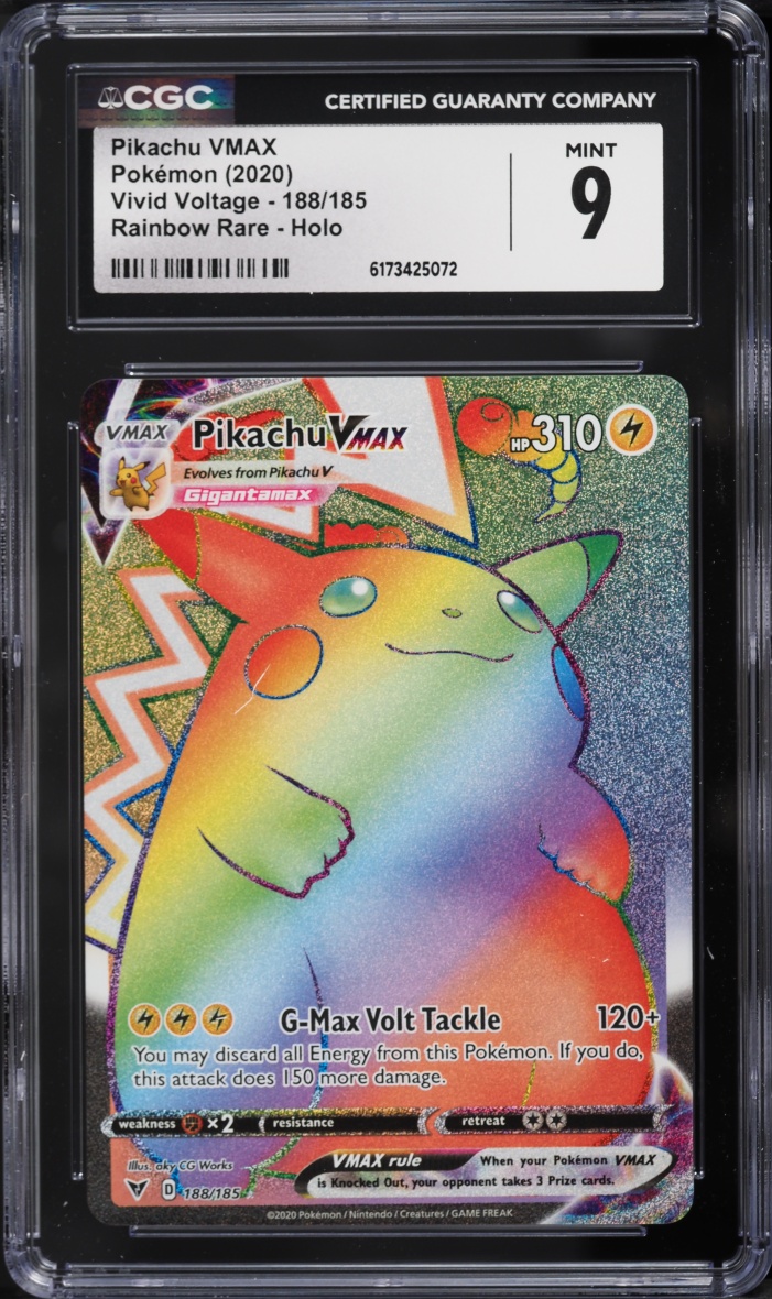 2020 Pokemon Sword & Shield Vivid Voltage Rainbow Rare Pikachu VMAX #188 CGC 9 MINT