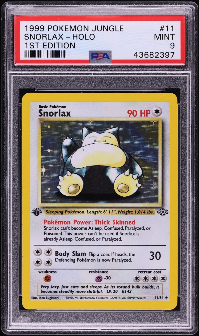 1999 Pokemon Jungle 1st Edition Holo Snorlax #11 PSA 9 MINT