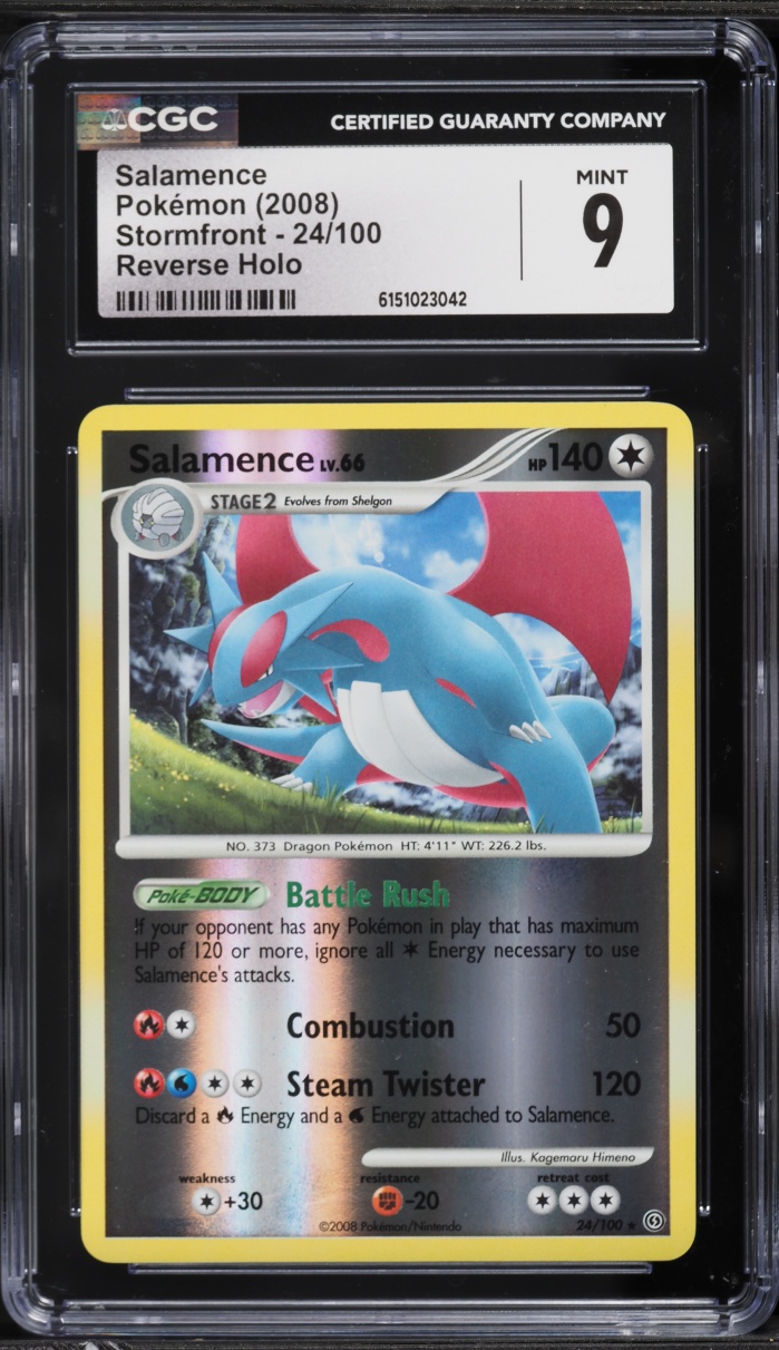 2008 Pokemon Diamond & Pearl Stormfront Reverse Holo Salamence #24 CGC 9 MINT