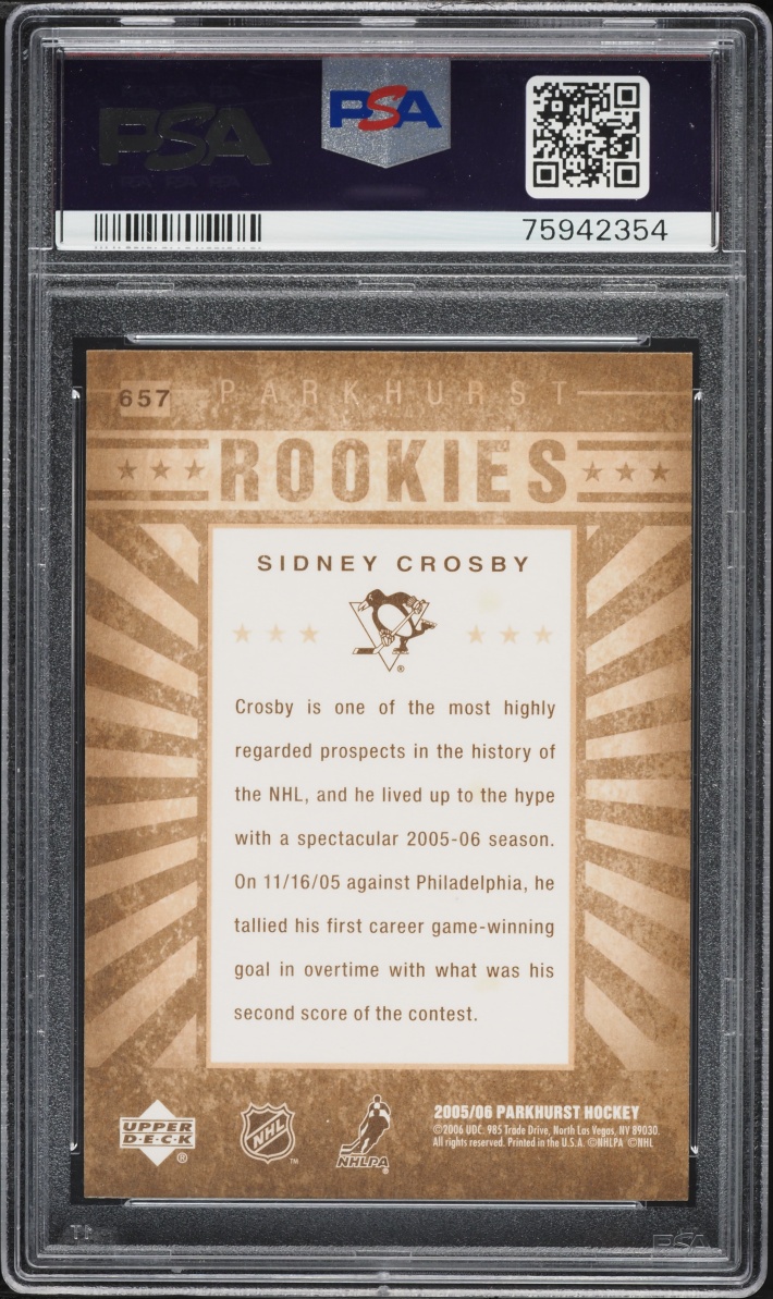 2005 Parkhurst Sidney Crosby ROOKIE #657 PSA 10 GEM MINT