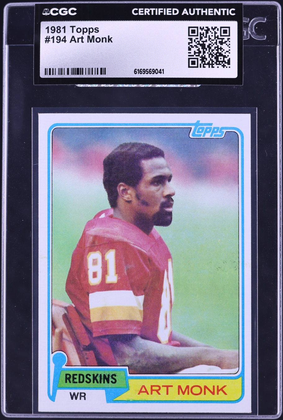 1981 Topps Football Art Monk ROOKIE #194 CGC AUTH