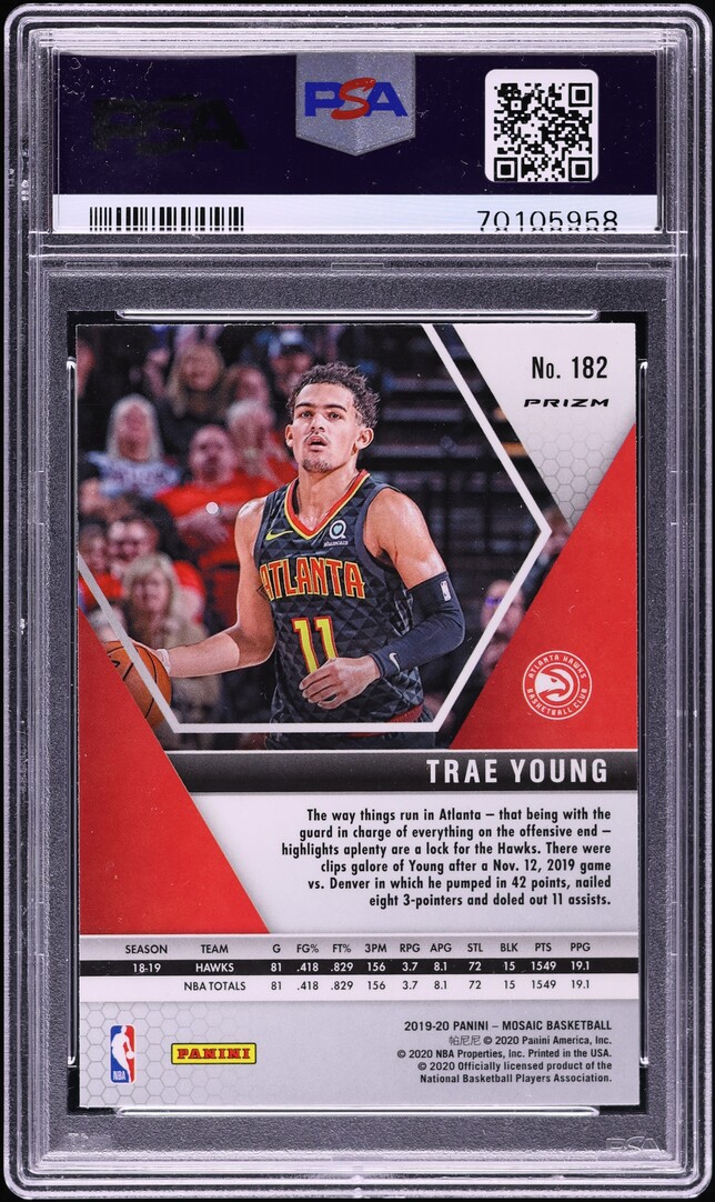 2019 Panini Mosaic Silver Prizm Trae Young #182 PSA 9 MINT