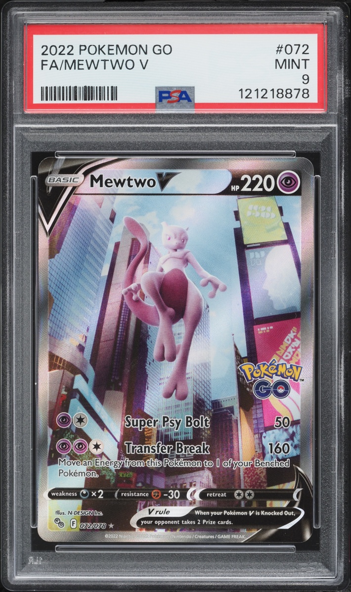 2022 Pokemon Sword & Shield GO Full Art Mewtwo V #72 PSA 9 MINT