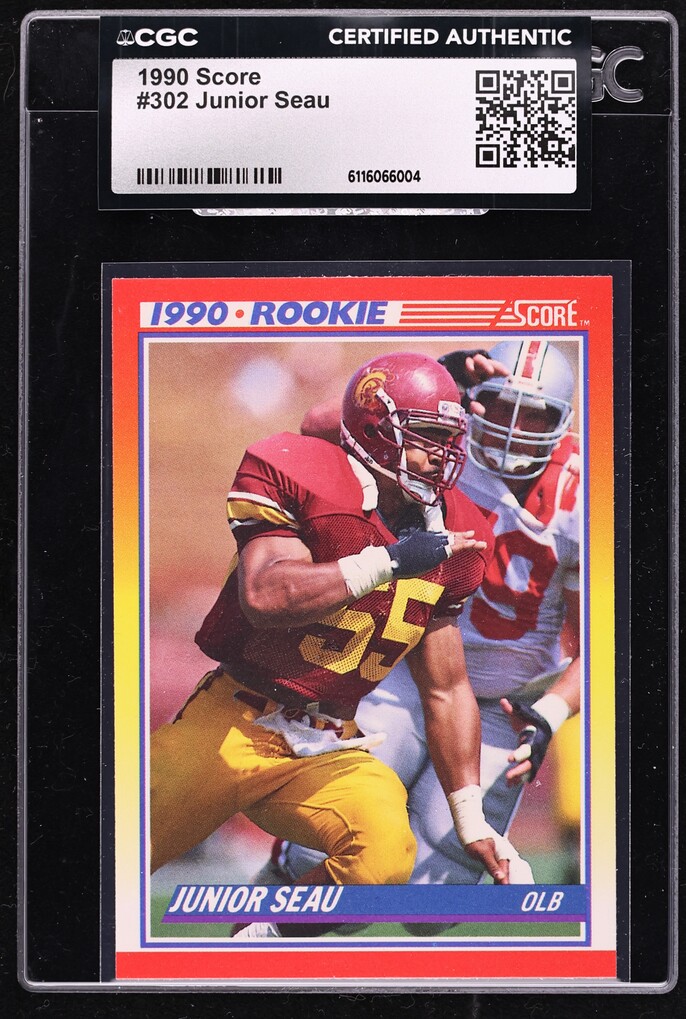 1990 Score Football Junior Seau ROOKIE #302 CGC AUTH