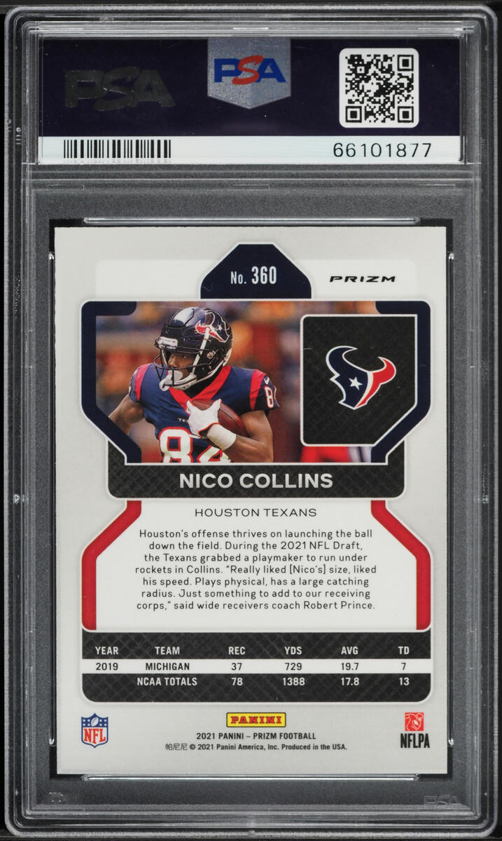 2021 Panini Prizm Silver Nico Collins ROOKIE #360 PSA 8 NM-MT