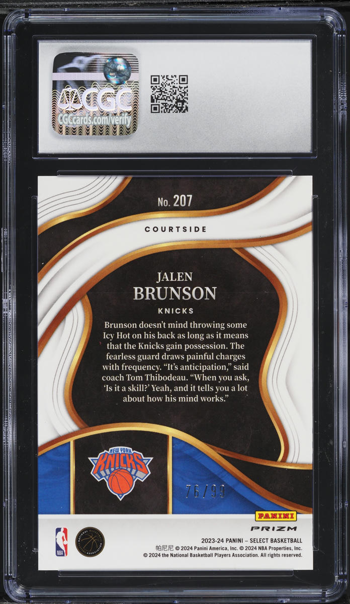 2023 Select Courtside Purple Cracked Ice Jalen Brunson /99 #207 CGC 9 MINT