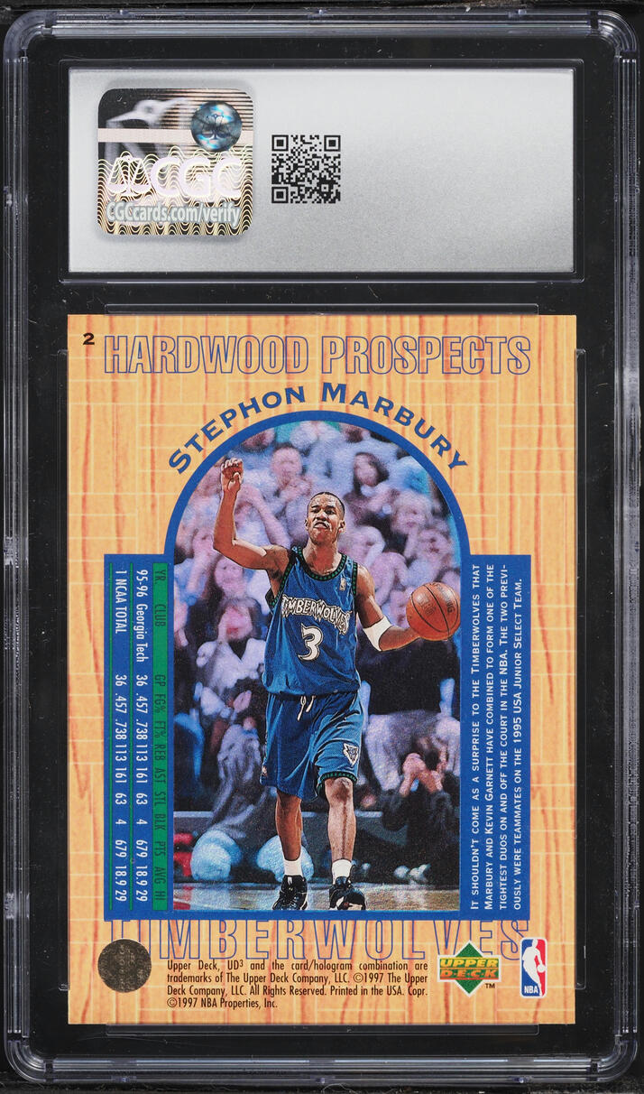 1996 UD3 Basketball Stephon Marbury ROOKIE #2 CGC 9 MINT