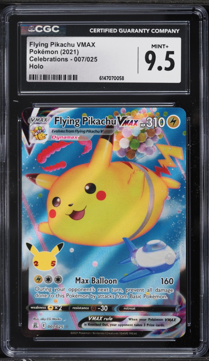 2021 Pokemon Sword & Shield Celebrations Full Art Flying Pikachu VMAX #7 CGC 9.5 MINT+