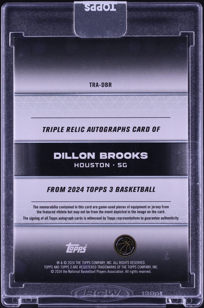 2023 Topps Three Triple Red Dillon Brooks PATCH AUTO /5 #TRA-DBR