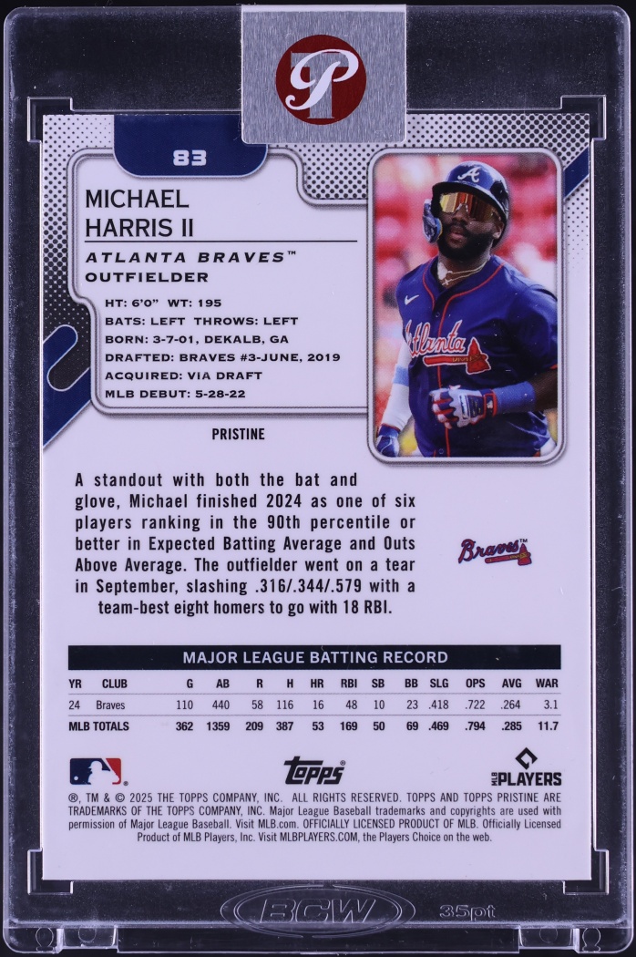 2025 Topps Pristine Blue Refractor Michael Harris II /75 #83