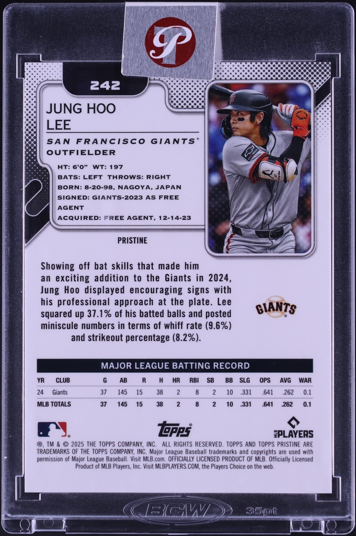 2025 Topps Pristine Gold Refractor Jung Hoo Lee /50 #242
