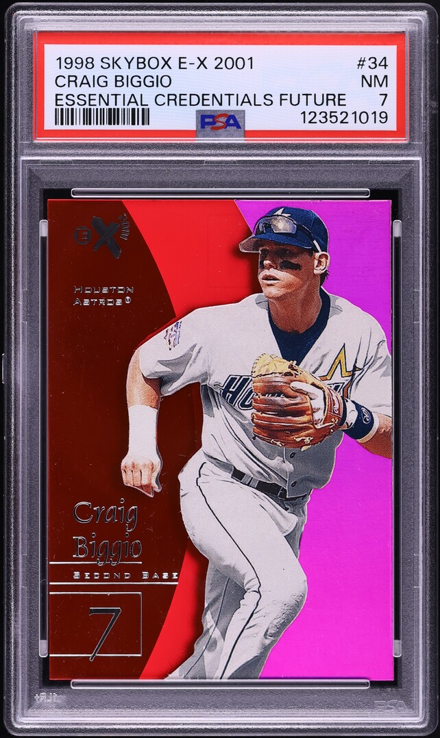 1998 Skybox E-X 2001 Essential Credentials Future Craig Biggio /67 #34 PSA 7 NRMT - Photo 1