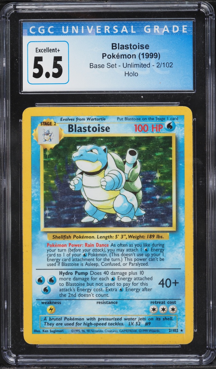 1999 Pokemon Base Set Holo Blastoise #2 CGC 5.5 EX+