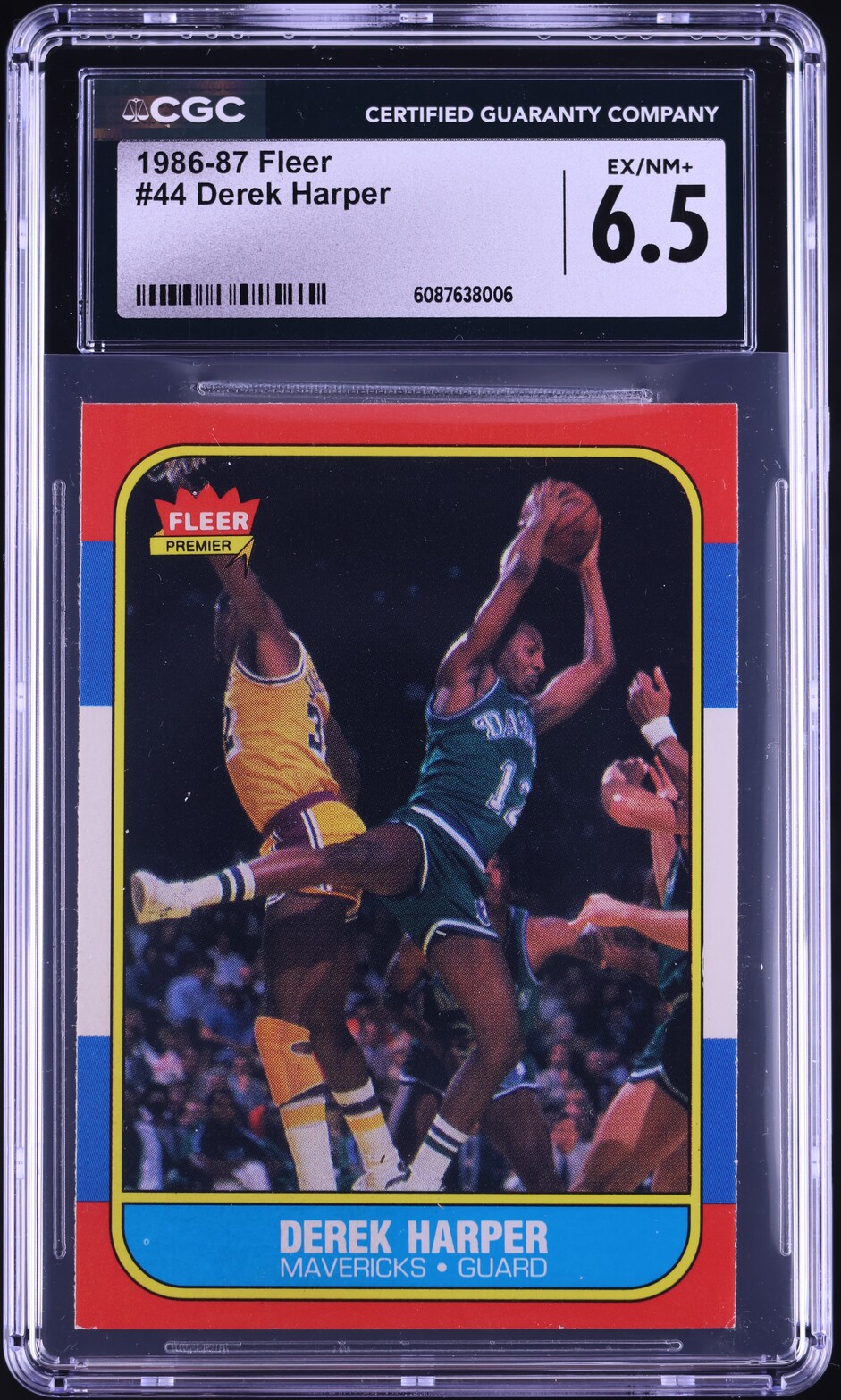 1986 Fleer Basketball Derek Harper #44 CGC 6.5 EXMT+