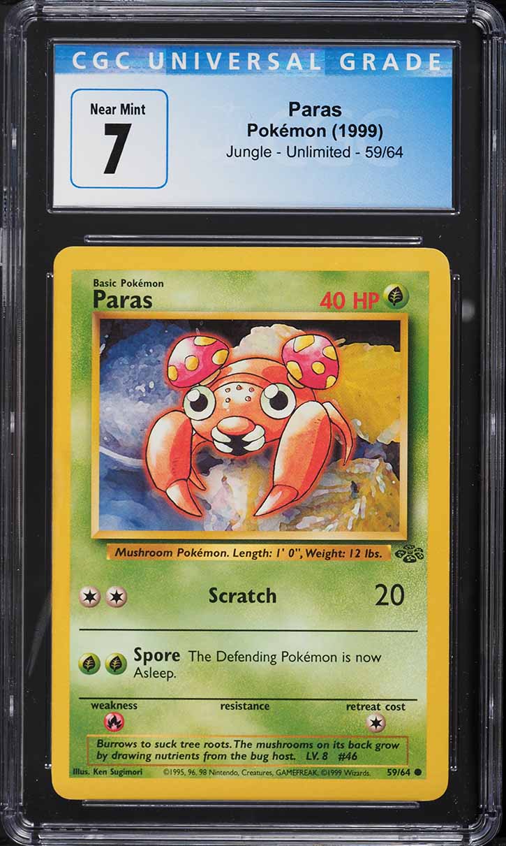 1999 Pokemon Jungle Paras #59 CGC 7 NRMT