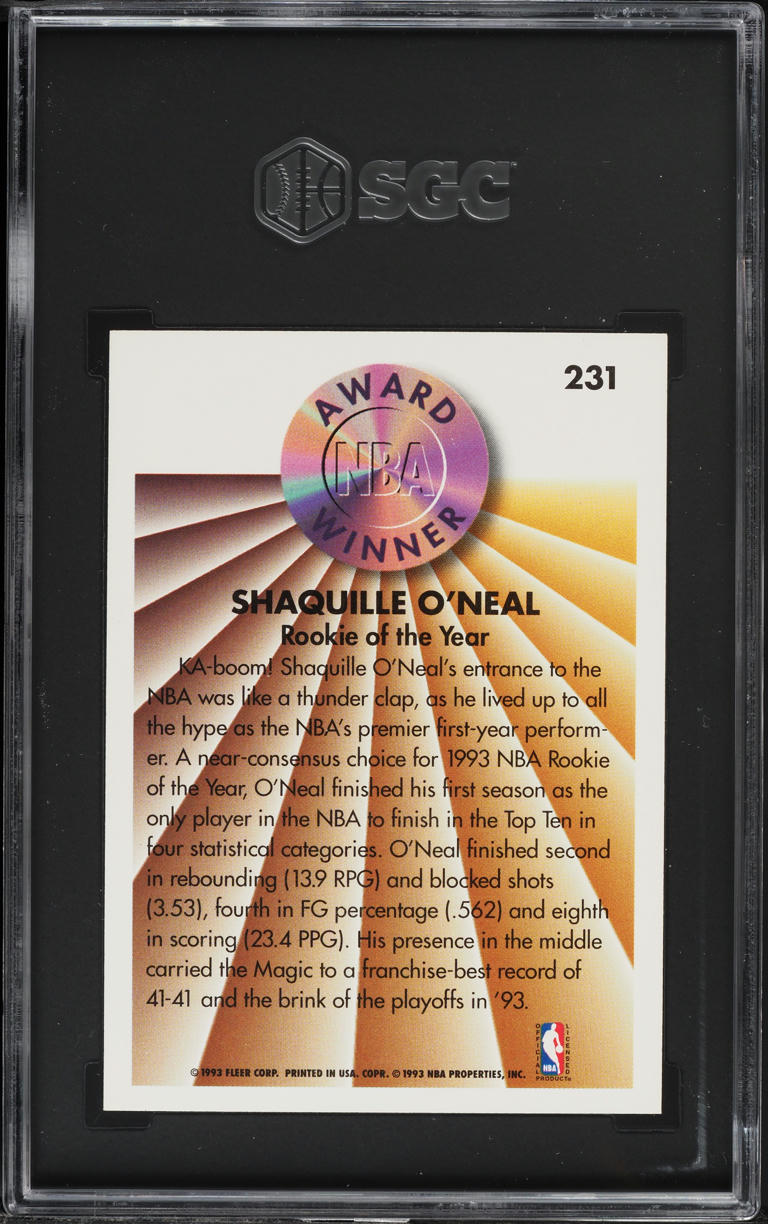 1993 Fleer Award Winner Shaquille O'Neal #231 SGC 8 NM-MT