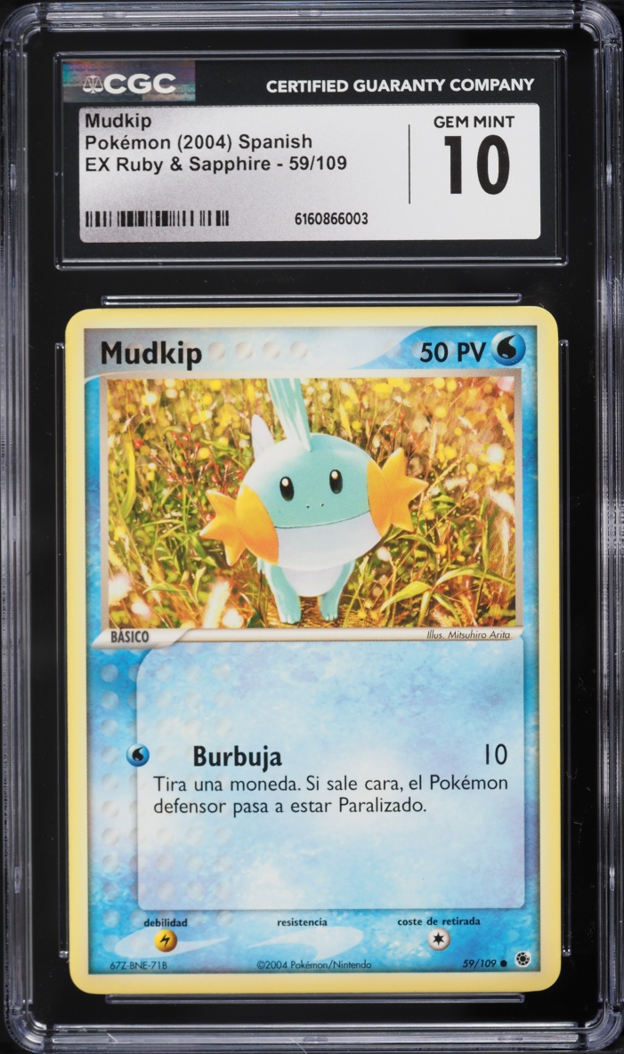 2004 Pokemon Spanish EX Ruby & Sapphire Mudkip #59 CGC 10 GEM MINT