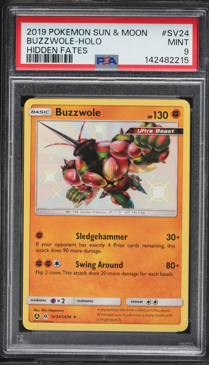 2019 Pokemon Sun & Moon Hidden Fates Shiny Buzzwole #SV24 PSA 9 MINT