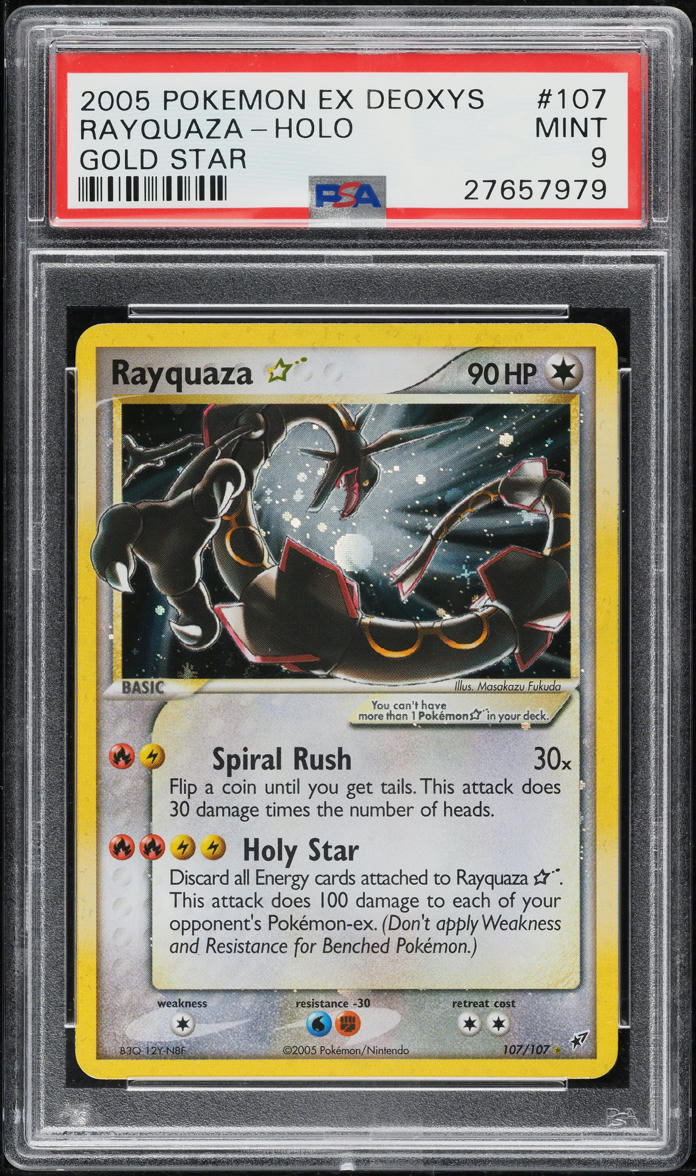 2005 Pokemon EX Deoxys Holo Rayquaza Gold Star #107 PSA 9 MINT