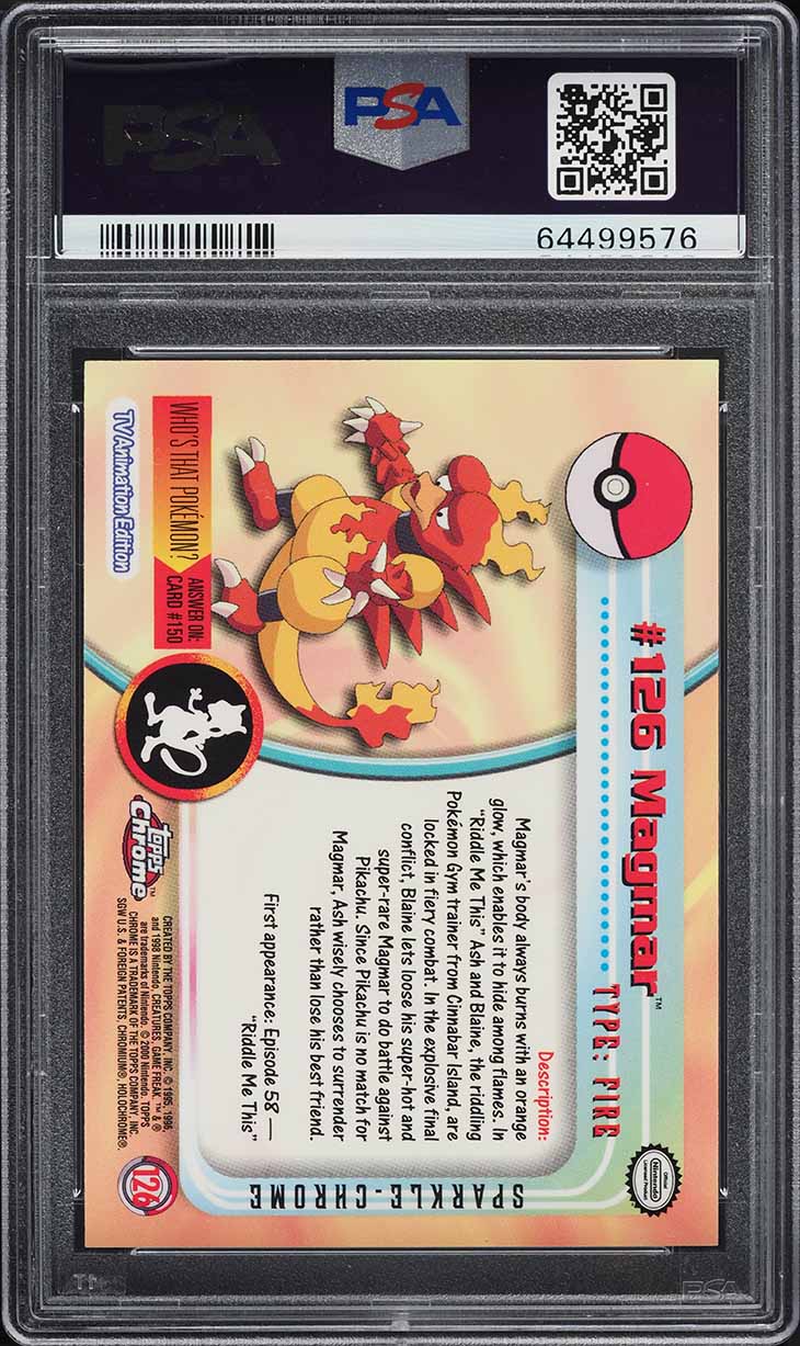 2000 Topps Chrome Pokemon Series 2 Sparkle Magmar #126 PSA 10 GEM MINT