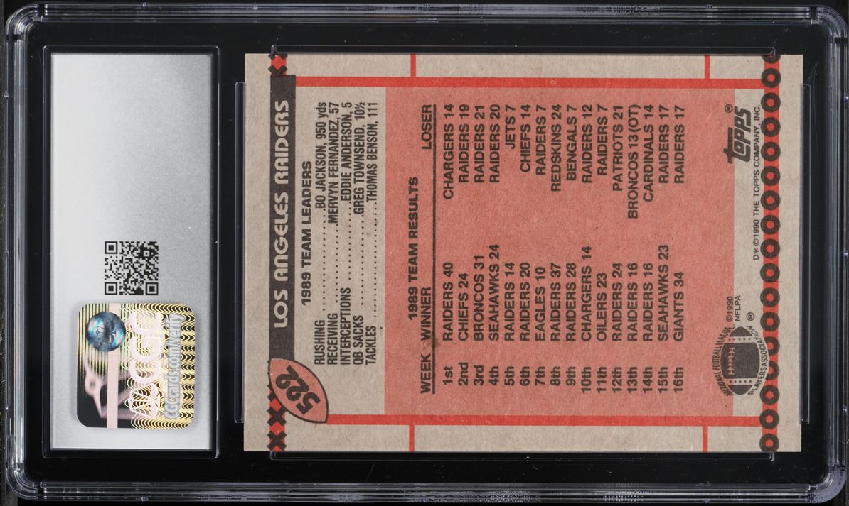 1990 Topps Football Bo Knows Yardage #522 CGC 7.5 NRMT+