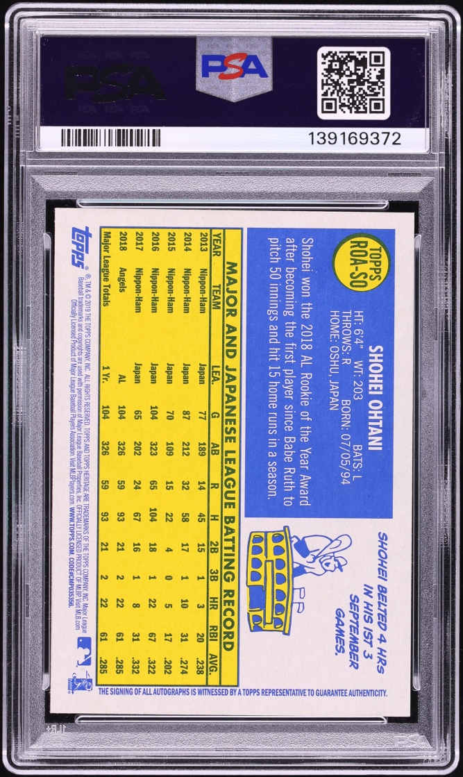 2019 Topps Heritage Real One Elbow On Knee Red Ink Shohei Ohtani AUTO /25 #ROA-SO PSA 8 NM-MT - Photo 2